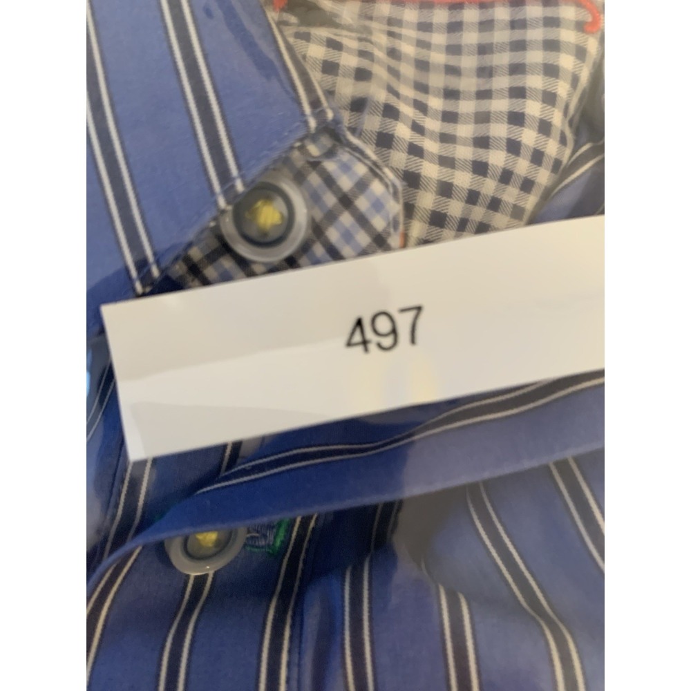 Robert Graham X Collection Mens Medium Blue Stripe Button Down Long Sleeve Shirt - Picture 15 of 15
